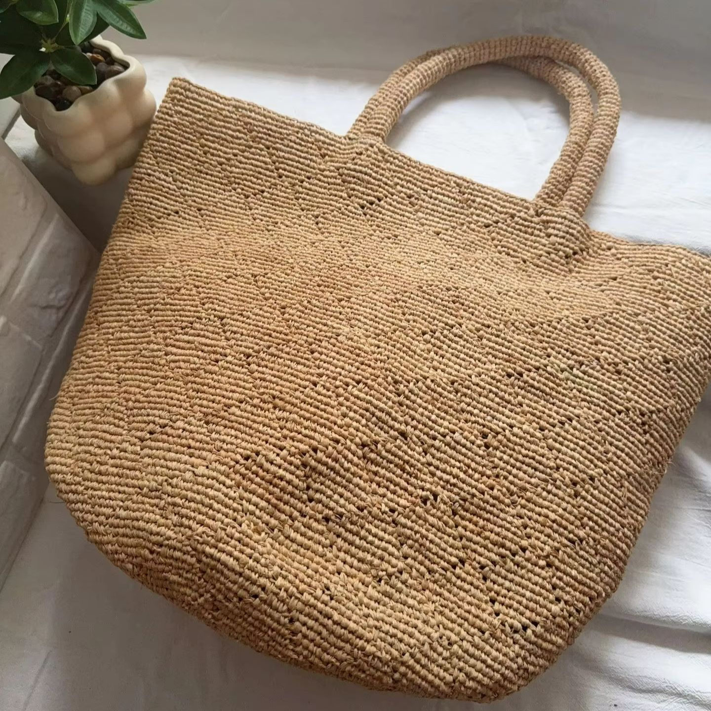 Bolso de playa de rafia tejido - Women'S Raffia Bags reseña y precio